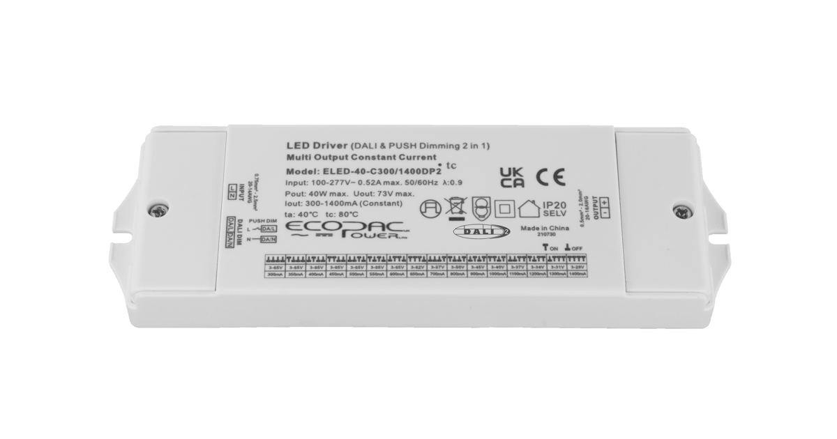 ELED-40-C300/1400DP2 | Constant Current LED Drivers | Ecopac Power